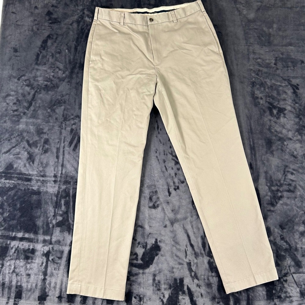 Brooks Brothers Advantage Chino Clark Mens 35x32 Khaki Tan Flat Front Pants‎
